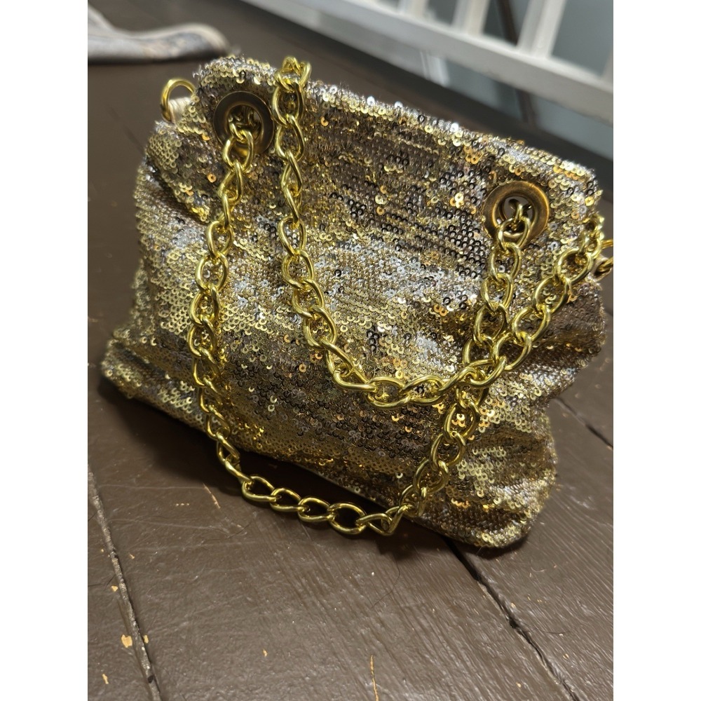 Fiona Lang London Gold/Silver Sequin Evening‎ Bag Shoulder Clutch Festival Party